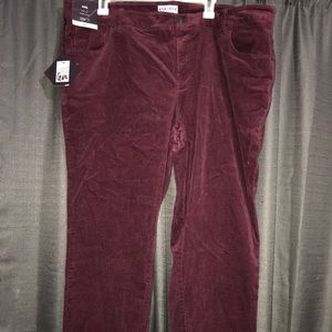 Maroon velvet pants. Size 22w ankle cut